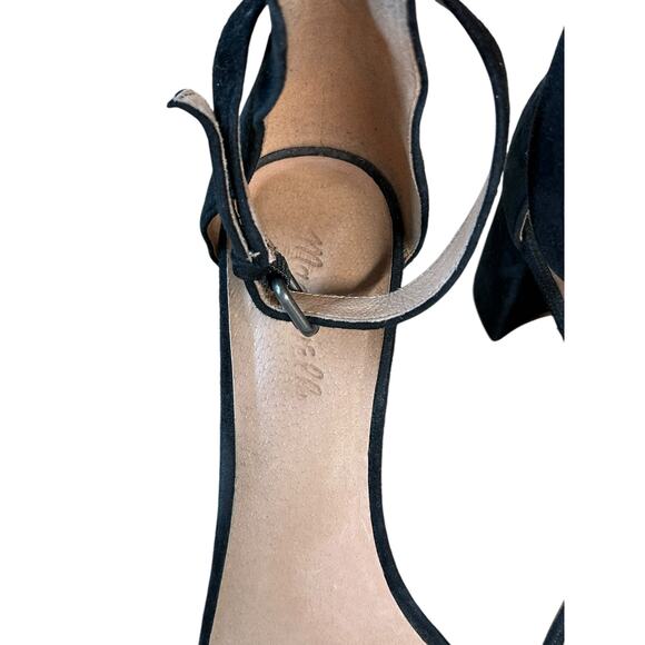 Madewell Regina Ankle-Strap‎ Sandal Black Suede Block Heel Buckle Size US 9 - Picture 5 of 9